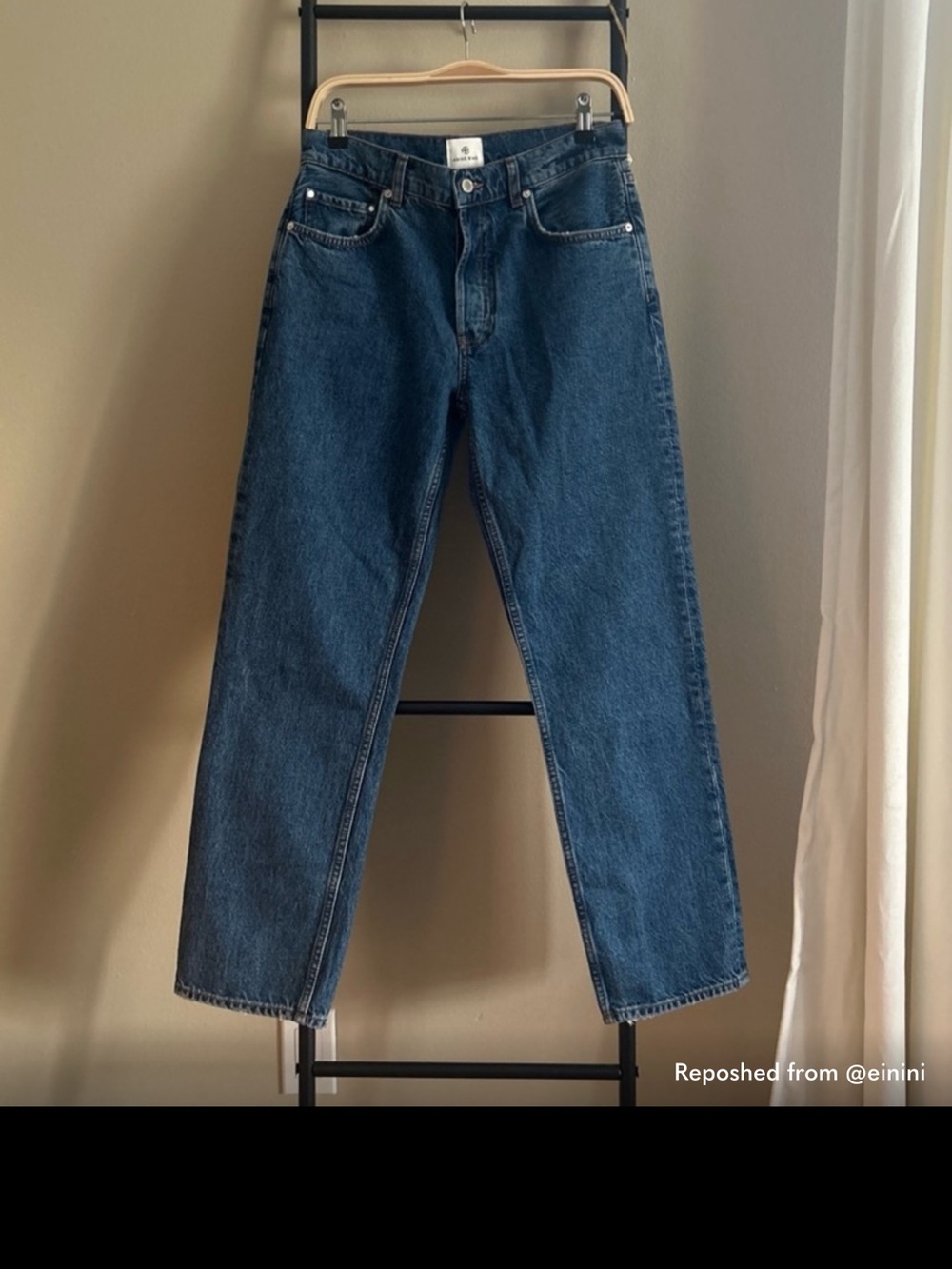 Anine Bing Blue High-Rise Slim Straight Jeans